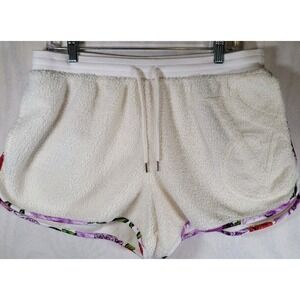 Victoria Secret Pajama Sherpa Shorts Womens Size Large White Stretch‎
